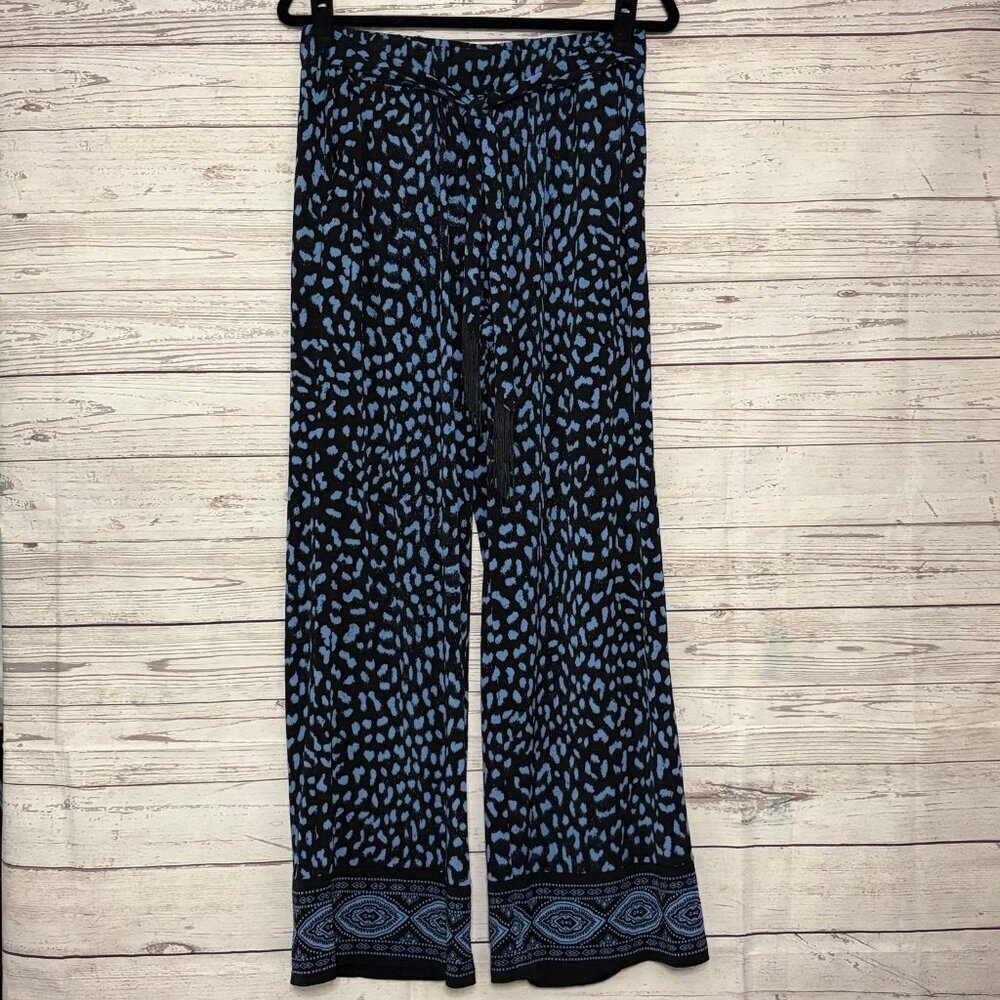 Michael Kors Wide Leg Black Blue Flowy‎ Pants Medium